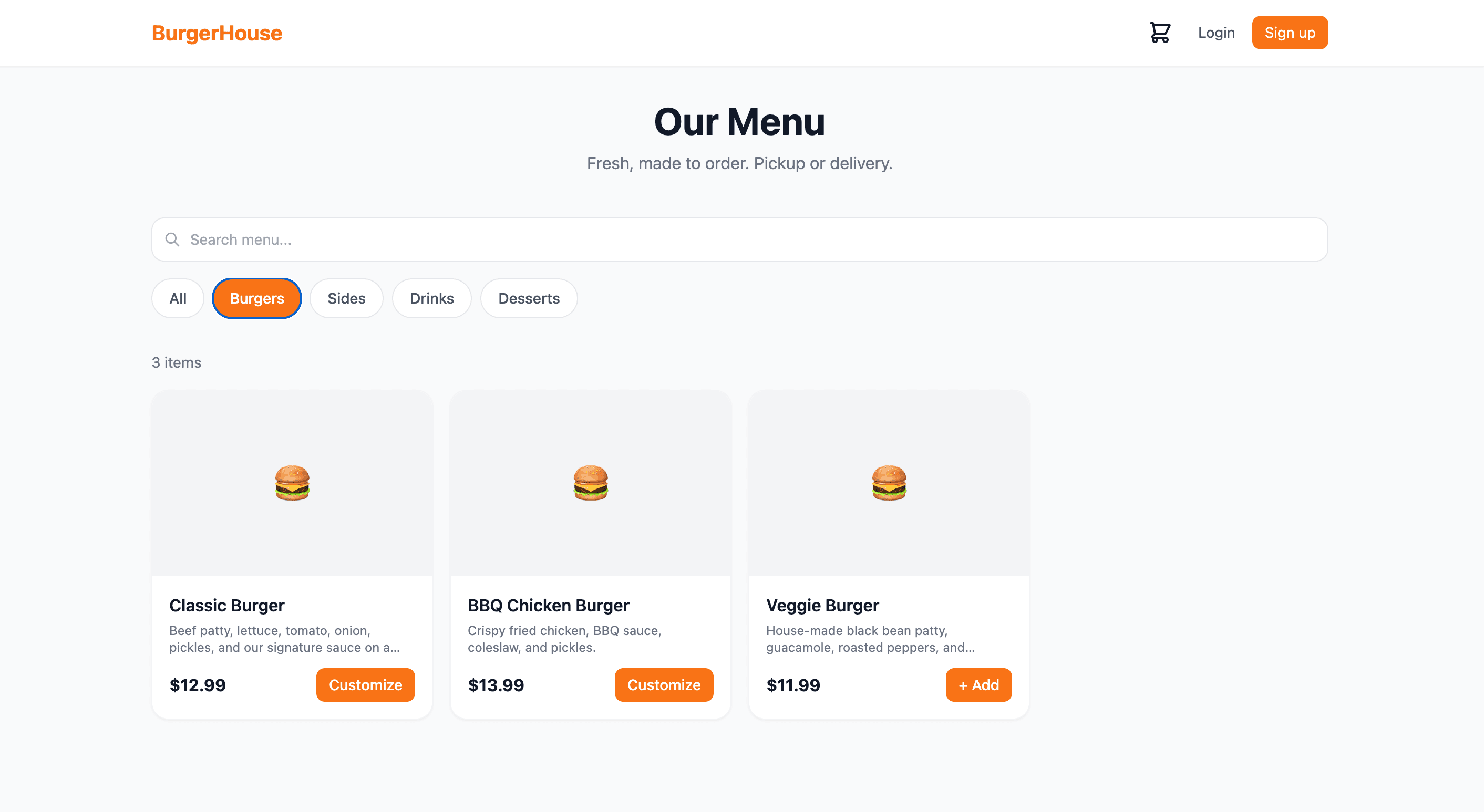 Restaurant Ordering System screenshot